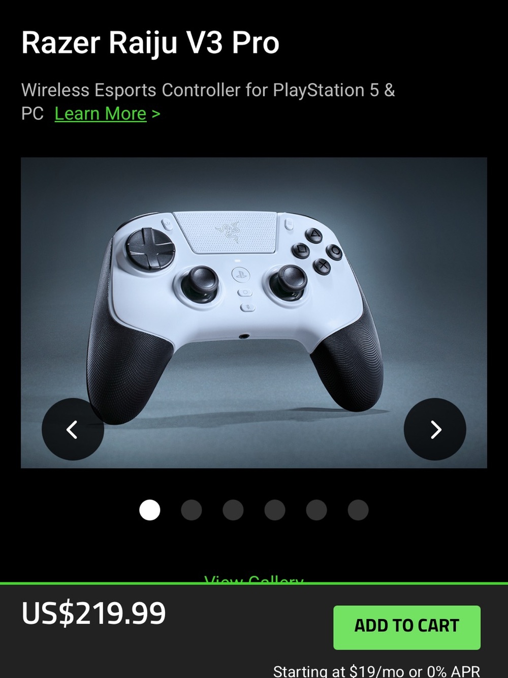 Razer Raiju V3 PS5 Pro Wireless Controller - White & Black Grips